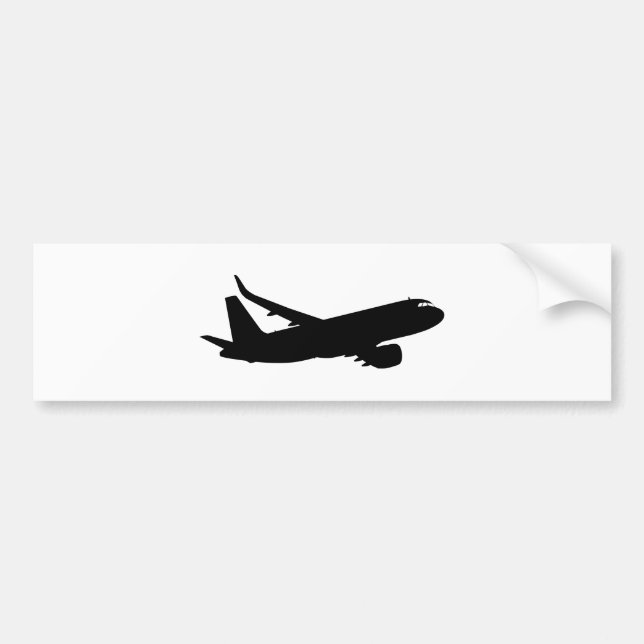 Aircraft Jet Liner Black Silhouette to customise Bumper Sticker (Front)