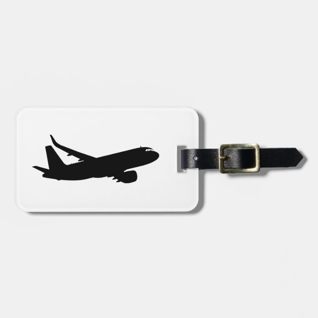 Aircraft Jet Liner Black Silhouette to customise Luggage Tag (Front Horizontal)