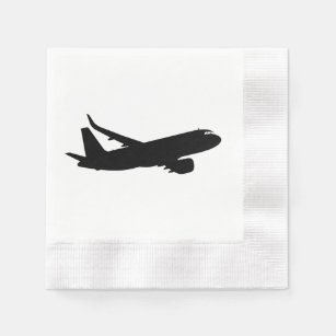 Aircraft Jet Liner Black Silhouette to customise Napkin