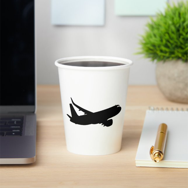 Aircraft Jet Liner Black Silhouette to customise Paper Cups (Insitu)