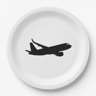 Aircraft Jet Liner Black Silhouette to customise Paper Plate