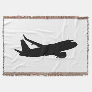 Aircraft Jet Liner Black Silhouette to customise Throw Blanket