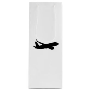 Aircraft Jet Liner Black Silhouette to customise Wine Gift Bag