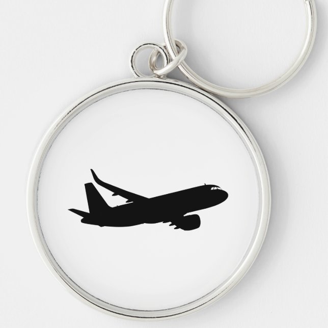 Aircraft Jet Liner Black Silhouette to customize Key Ring (Front)