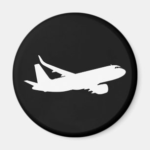 Aircraft Jet Liner Silhouette Flying Black Decor Magnet