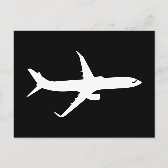 Aircraft Jet Liner Silhouette Flying Black Decor Postcard (Front)