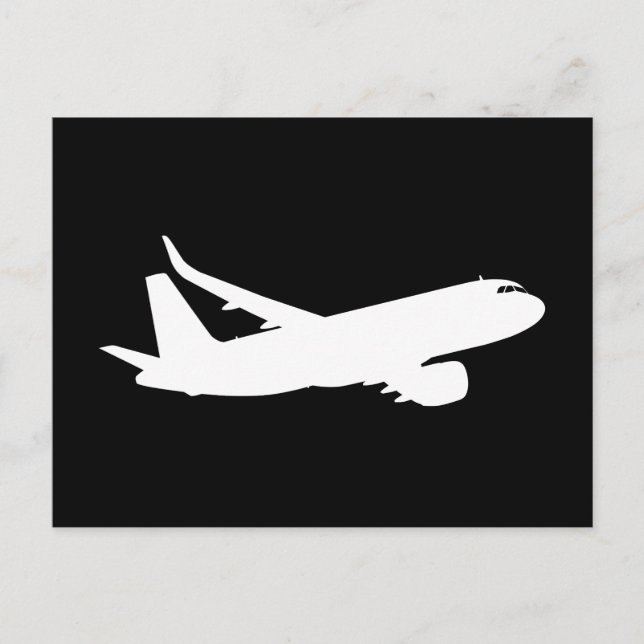 Aircraft Jet Liner Silhouette Flying Black Decor Postcard (Front)