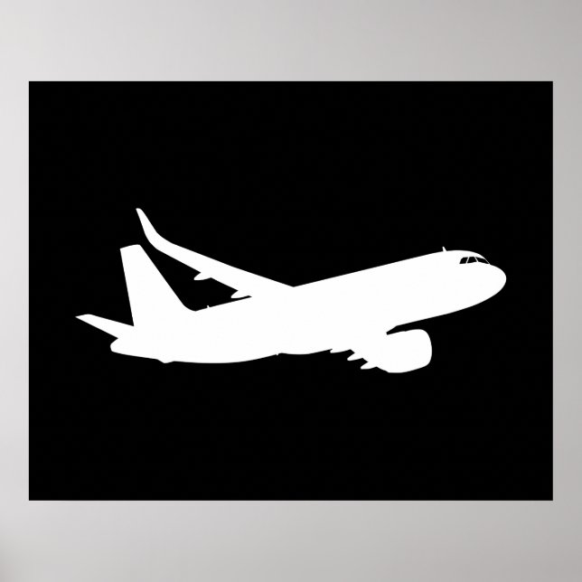 Aircraft Jet Liner White Silhouette Flying Decor (Front)