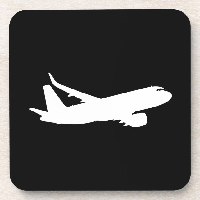 Aircraft Jet Liner White Silhouette Flying Decor Coaster (Front)