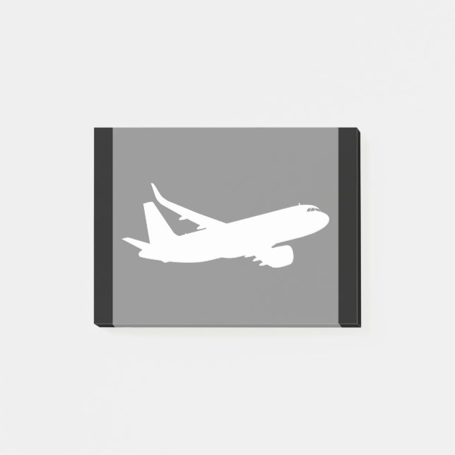 Aircraft Jet Liner White Silhouette Flying Decor Post-it Notes (Front)