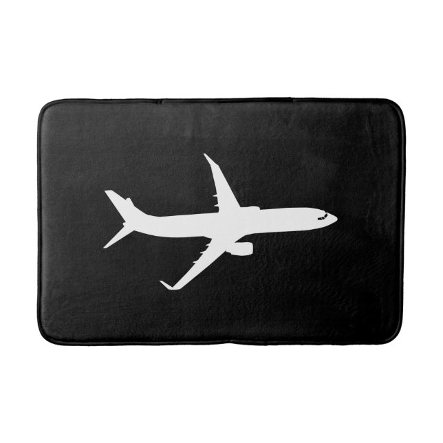 Aircraft JetLiner White Silhouette Flying Bath Mat (Front)