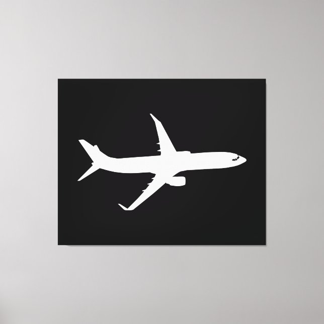 Aircraft JetLiner White Silhouette Flying Canvas Print (Front)