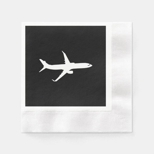Aircraft JetLiner White Silhouette Flying Napkin (Front)