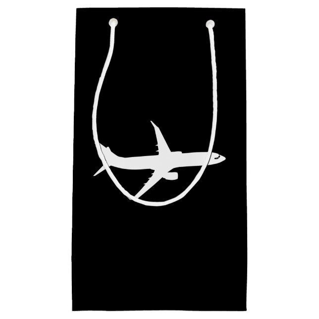 Aircraft JetLiner White Silhouette Flying Small Gift Bag (Front)