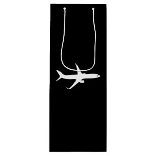 Aircraft JetLiner White Silhouette Flying Wine Gift Bag