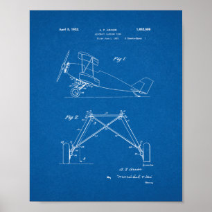 Aircraft Landing Gear Patent - Blueprint Poster