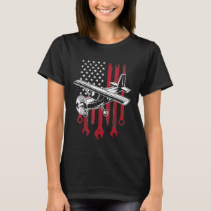 Aircraft Mechanic American Flag Aeroplane Vintage T-Shirt