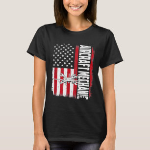 Aircraft Mechanic American Flag Quotes Sayings T-Shirt