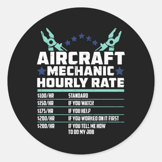 Aircraft Mechanic Engineer Aeroplane Technician Classic Round Sticker (Front)