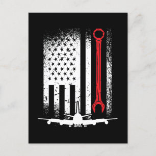 Aircraft Mechanic Flag Plane Aviation Pilot Planes Holiday Postcard