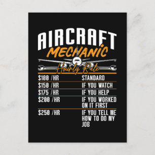 Aircraft Mechanic Hourly Rate Plane Fix Aviation Holiday Postcard