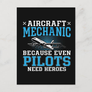 Aircraft Mechanic Pilots Heroes Plane Aviation Holiday Postcard