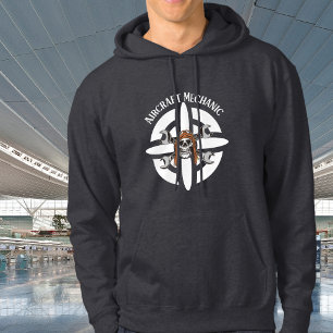 Aircraft Mechanic, Skull Pilot,Simple Aviation Hoodie