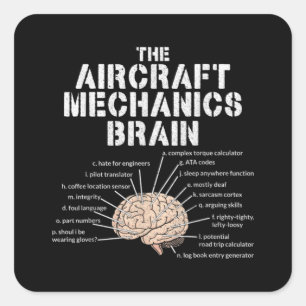 Aircraft Mechanics Brain  Aviation Gift Square Sticker