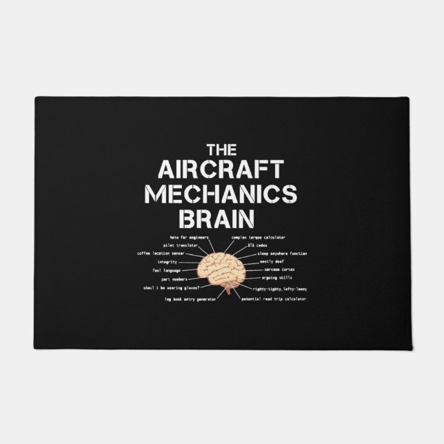 Aircraft Mechanics Brain Funny Aeroplane Helicopte Doormat (Front)