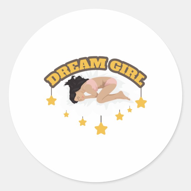 Aircraft Nose Art Dream Girl Gift Idea Classic Round Sticker (Front)