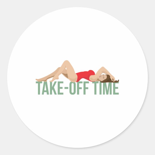 Aircraft Nose Art Take Off Time Pin-Up Girl Gift Classic Round Sticker (Front)