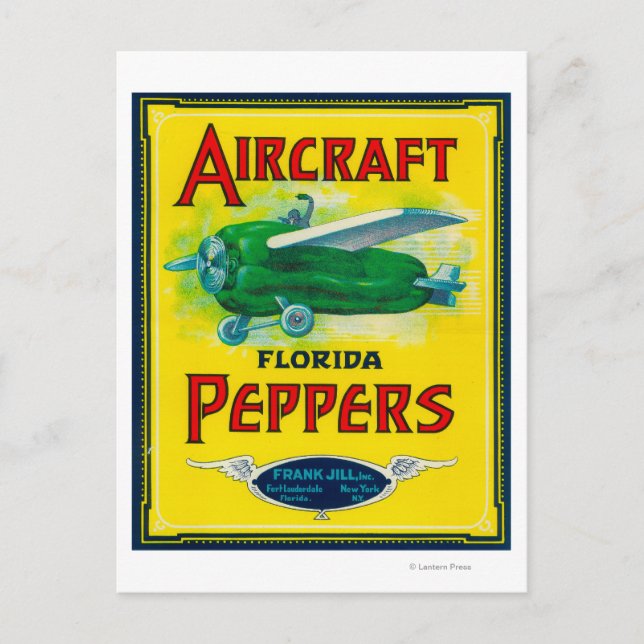 Aircraft Pepper Label Postcard (Front)