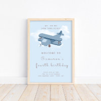 Aircraft Pilot Boy's Birthday Welcome Sign Poster
