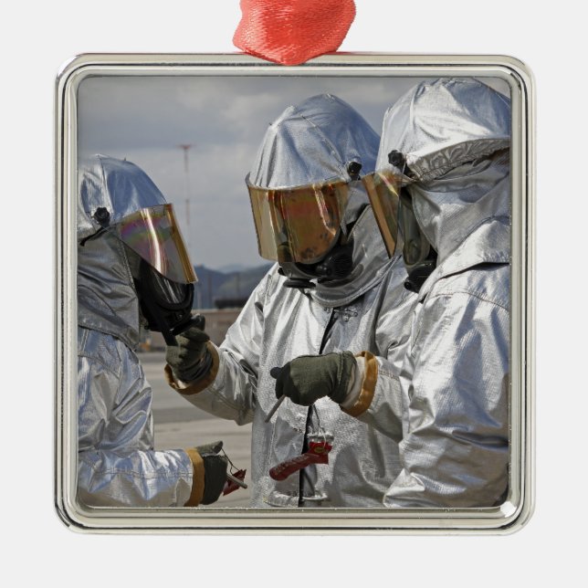 Aircraft Rescue Firefighter Marines Metal Tree Decoration (Front)