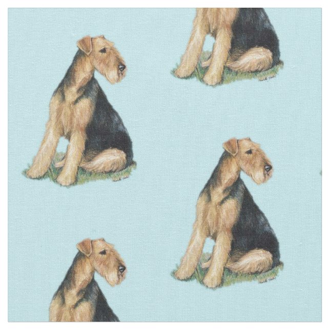 Airdale Dog Art Fabric (Close Up)