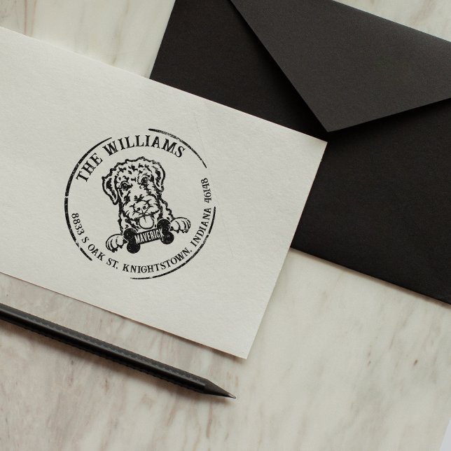 Airdale Terrier Custom Family Return Address   Rubber Stamp (Creator Uploaded)