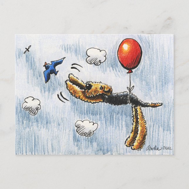 Aire-Balloon Airedale Terrier Postcard (Front)