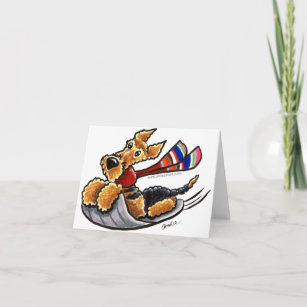 Aire-Sledding Airedale Terrier Holiday Card