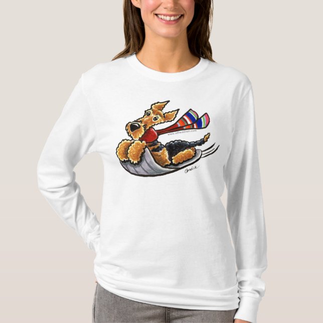 Aire-Sledding Airedale Terrier T-Shirt (Front)