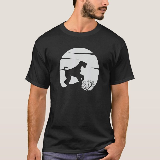 Airedale and Moon Halloween T-Shirt (Front)