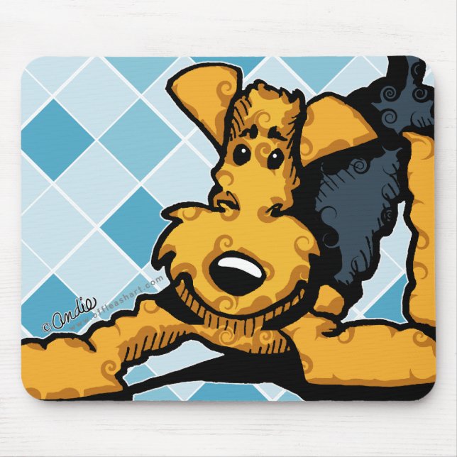Airedale at Play Mouse Mat (Front)