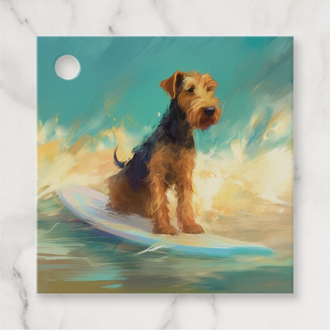 Airedale Beach Surfing Painting  Favour Tags (Front)