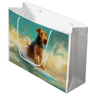 Airedale Beach Surfing Painting  Large Gift Bag