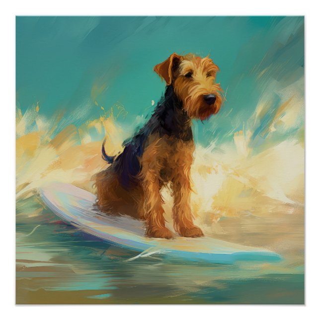 Airedale Beach Surfing Painting  Poster (Front)