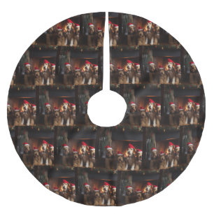 Airedale by the Fireplace Christmas Brushed Polyester Tree Skirt