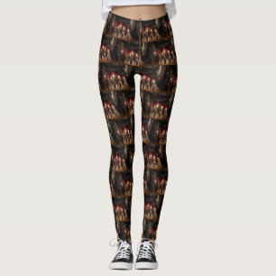 Airedale by the Fireplace Christmas Leggings