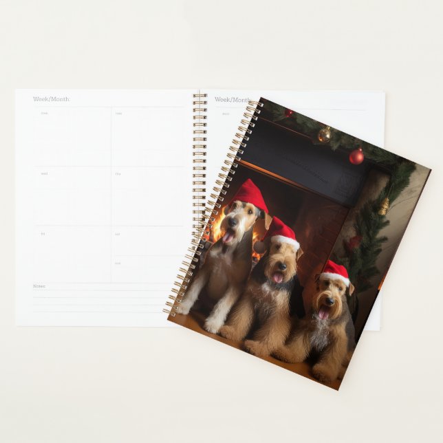 Airedale by the Fireplace Christmas  Planner (Display)