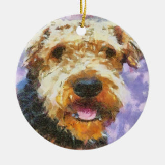 Airedale Ceramic Tree Decoration