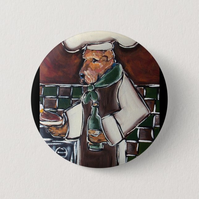 Airedale Chef 6 Cm Round Badge (Front)