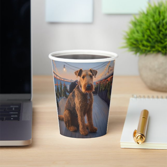 Airedale Christmas Cruise: Pawsome Holiday Delight Paper Cups (Insitu)